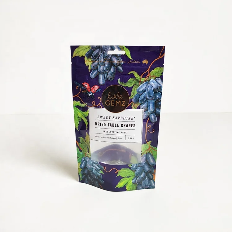 Resealable Dried Fruits Vegetable Plastic Zip Lock Food Packaging Bag Custom Printed Laminated Fruit Snack Bags