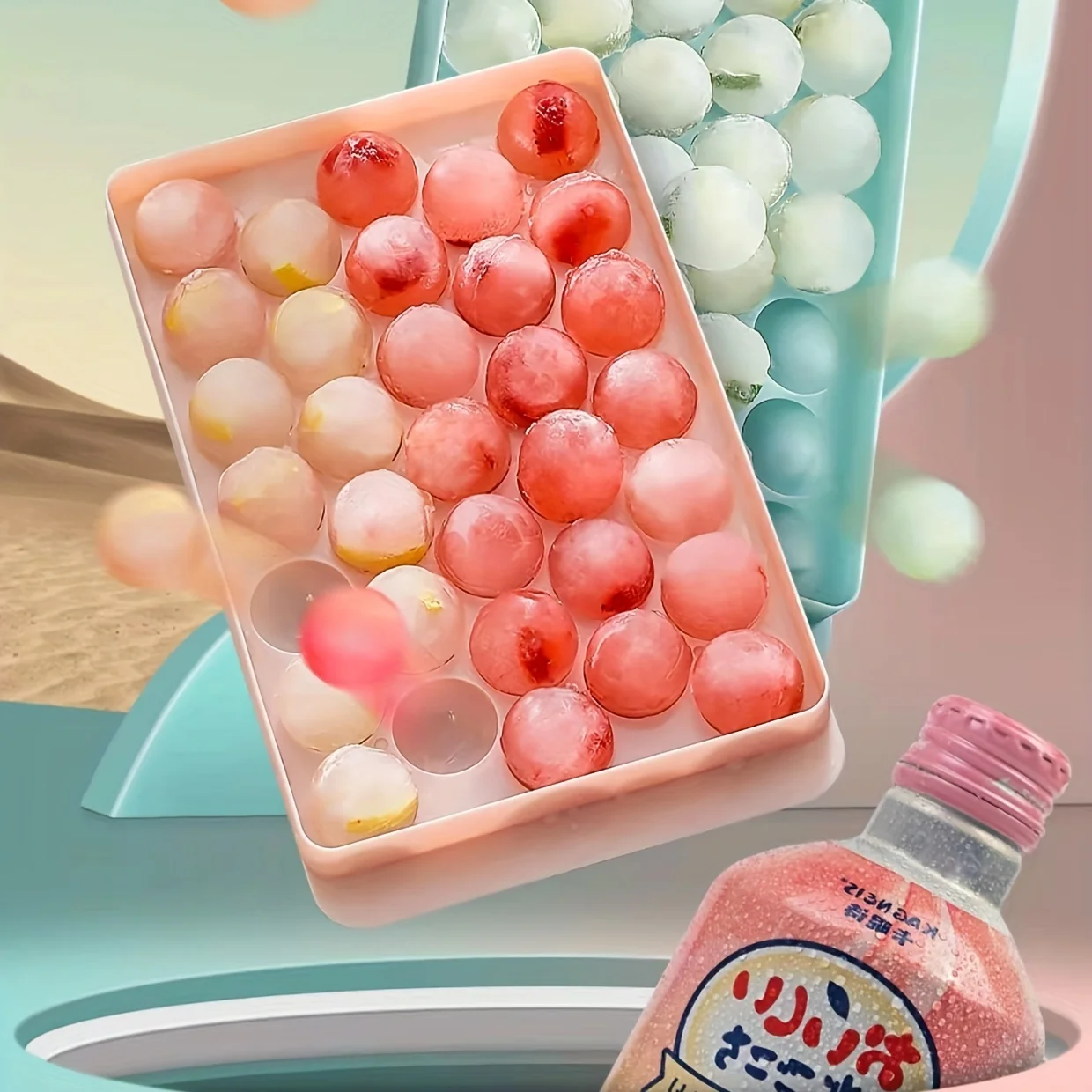 Round ball with lid household plastic ice cube mold ice box