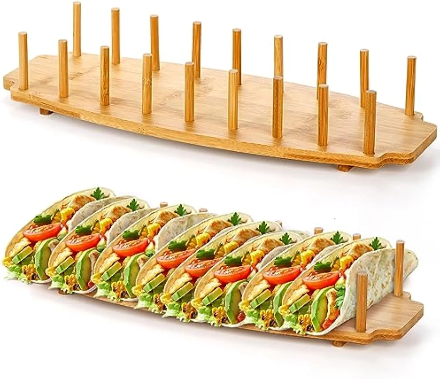 Convenient Innovation Practical Bamboo Taco Tray for Family barbecue activities