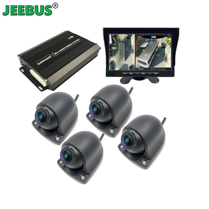 JEEBUS 7inch Bus Coach Vehicle HD 3D Bird Eye Camera Monitor HDMI VGA 360 Panoramic View Monitor Camera System