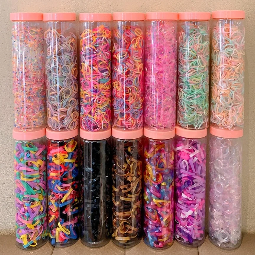 Wholesale 1000Pcs/Box Disposable TPU Rubber Bands Soft Seamless Colorful Scrunchies Infant Girls Candy Color Elastic Hair Ties