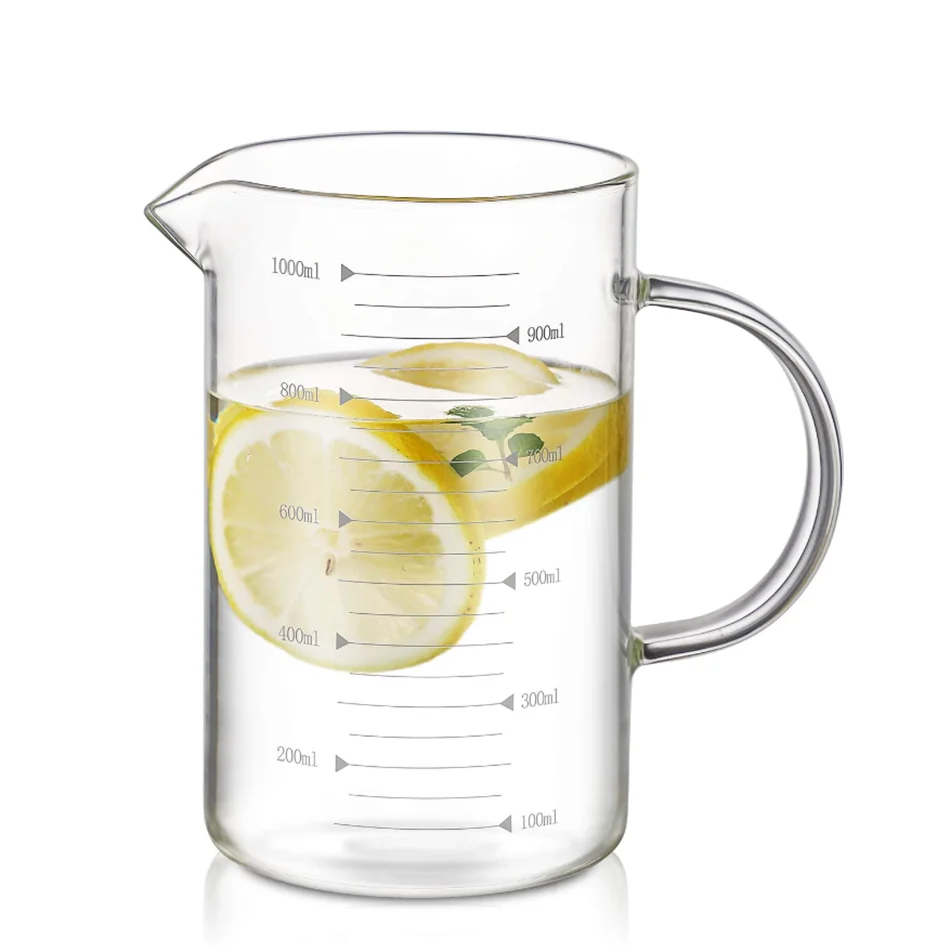 Wholesale Heat Resistant Custom Mult-Function Boroailication Glass Coffee Measuring Cup With Handle And Bamboo Lid For Kitchen