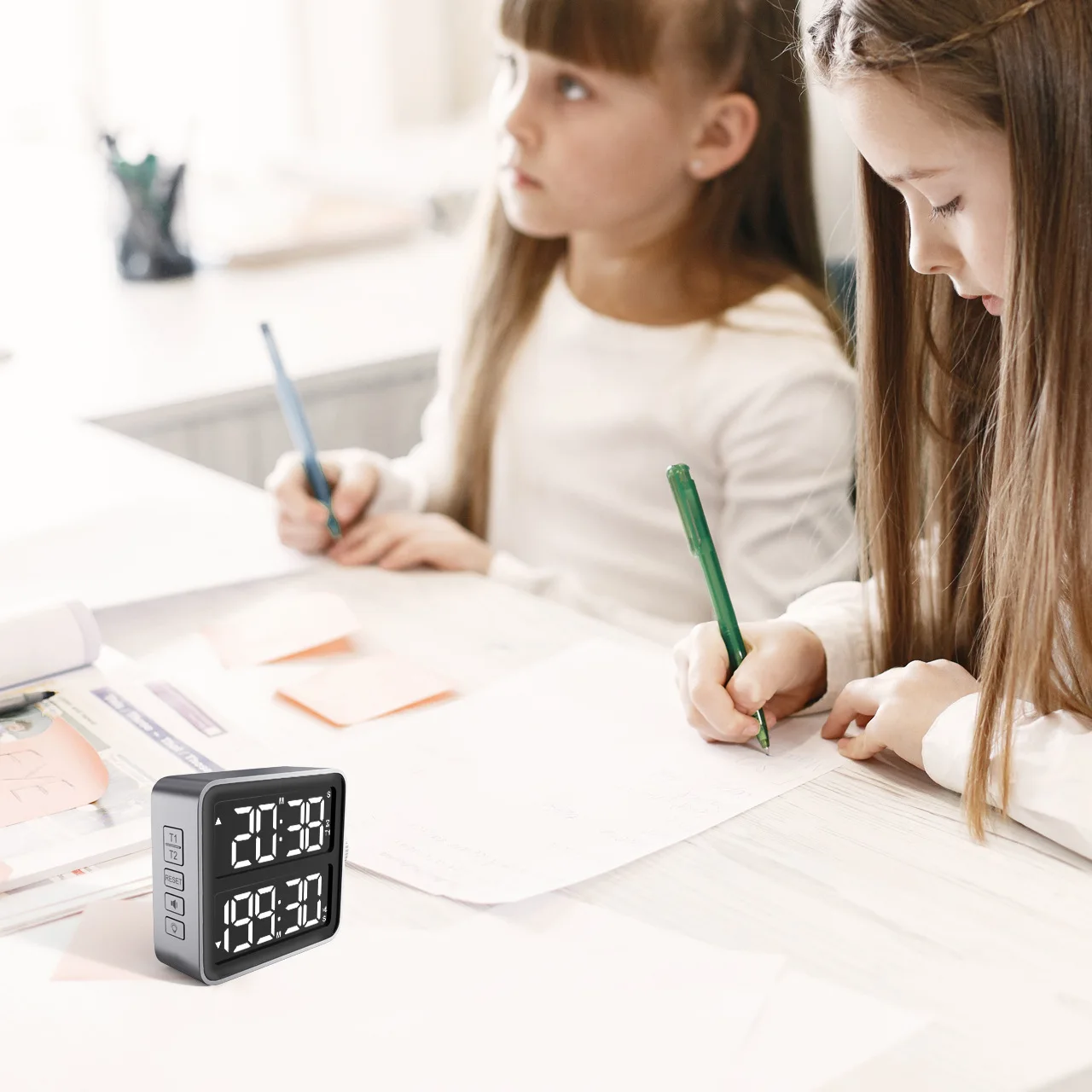 YIZHI Multifunction Battery Rechargeable Large Double Screen LCD Electronic Timing Reminder Alarm Clock Kitchen Baking Timer