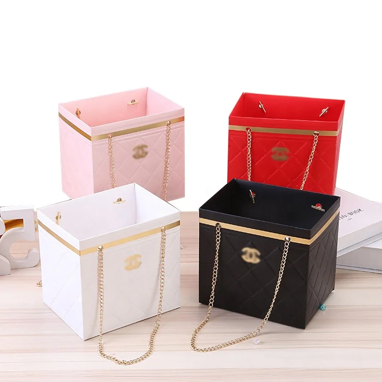 wholesale custom foldable famous brand cc flower box Hot sale luxury square valentines flower box for wedding deco