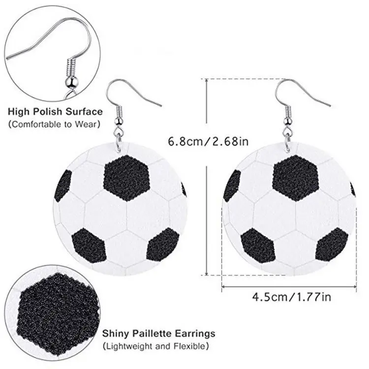 Faux Leather Earrings Teardrop Baseball Basketball Football Earring