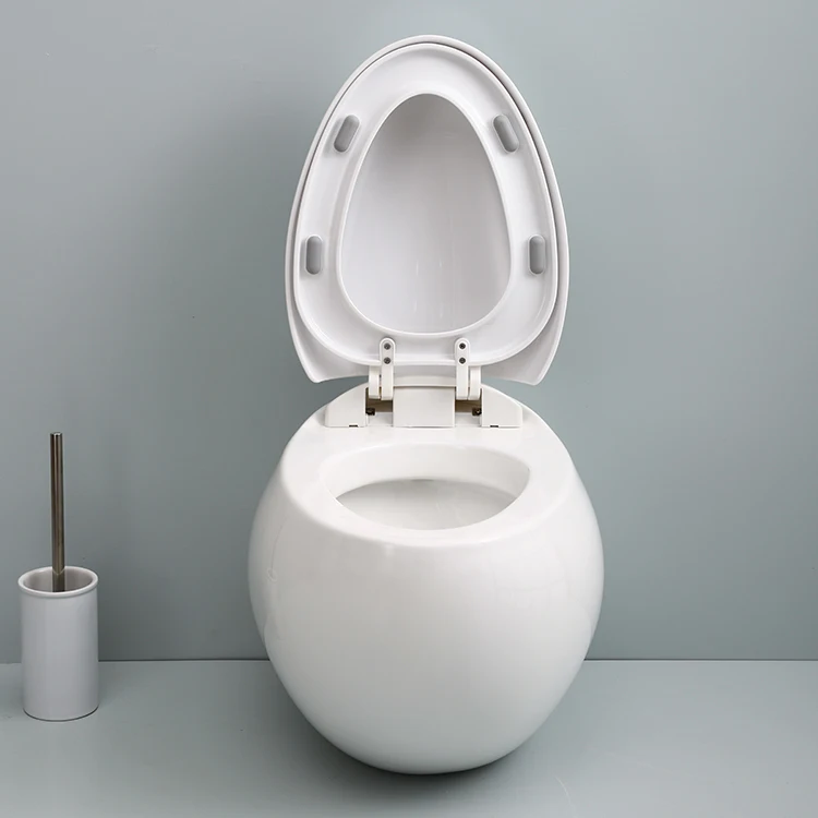 2020 Sanitary ware washdown bathroom ceramic rimless round egg shape one piece wall hung toilet bowl