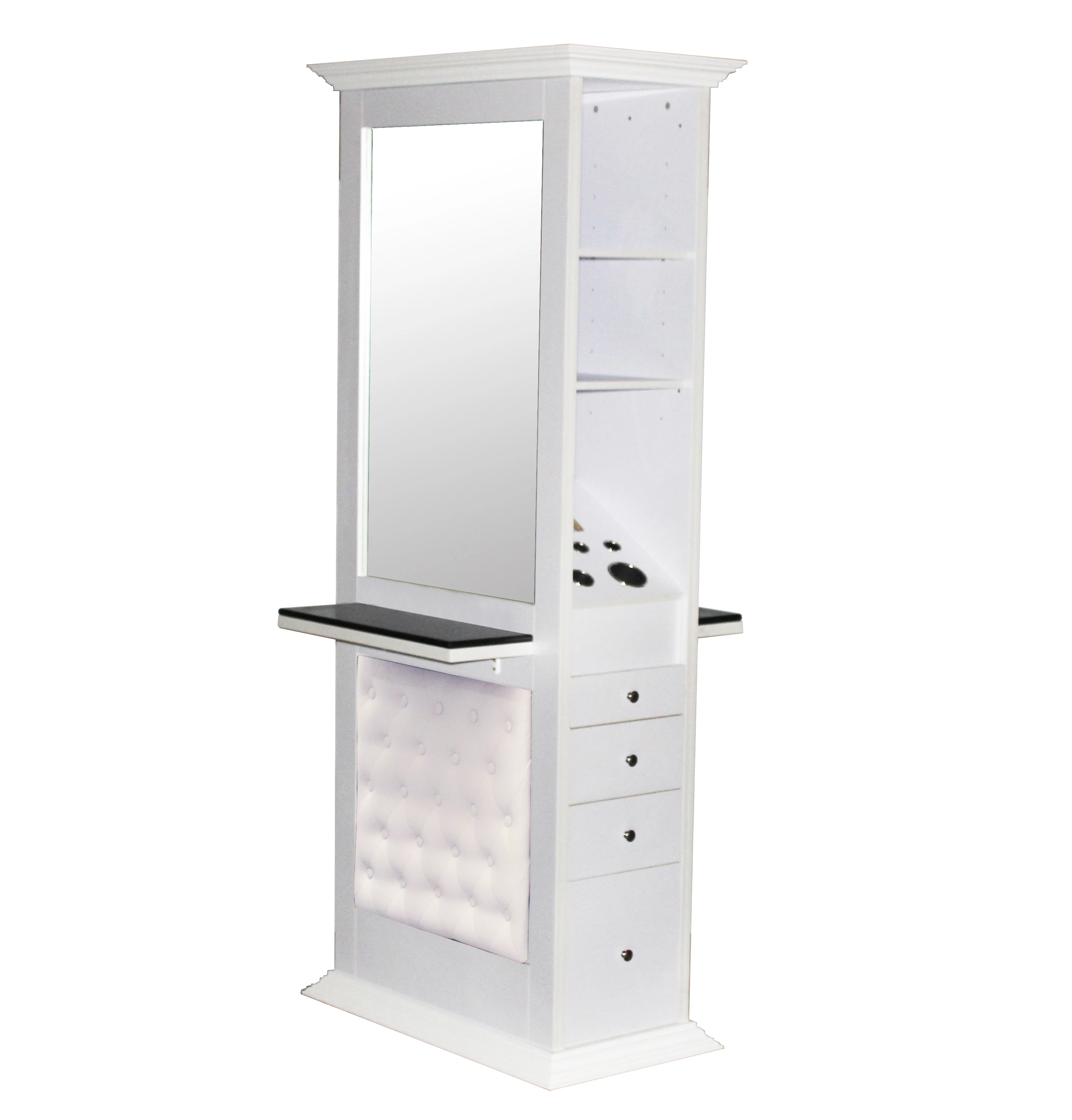 New design barber mirror station with cabinet salon station with led mirror