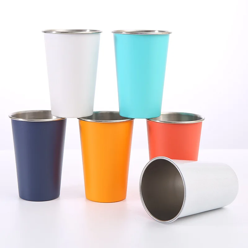 16 OZ Stainless Steel Coffee Beer Mug Wine Tumbler Cups