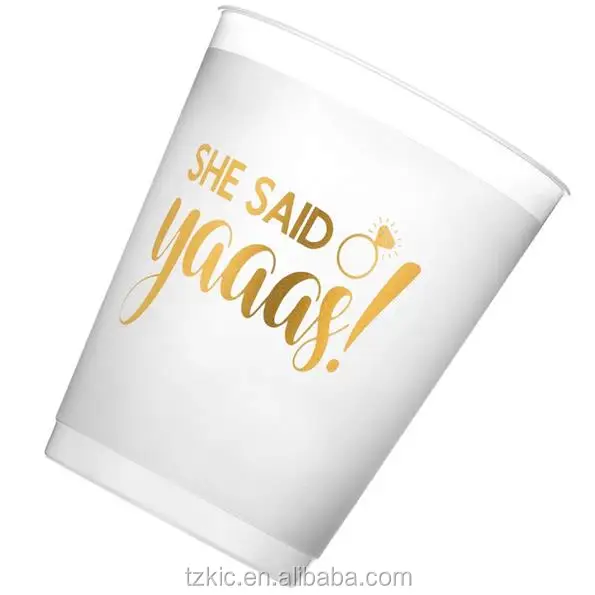 Clear Party Cups (16 pcs, 16 Oz.) - I Said Yaaas Style - Engagement Party Decoration and Bridal Shower Gift - Wedding Cup