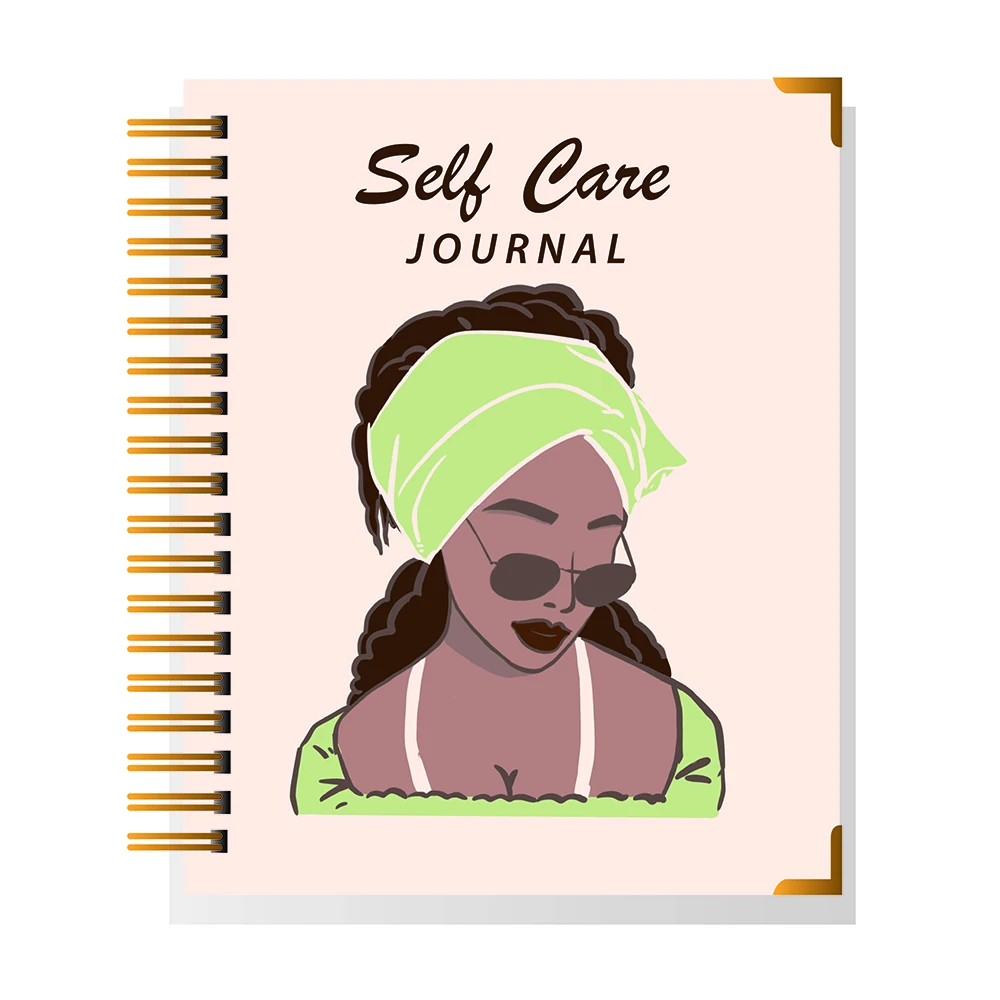 High Quality Hardcover Paper Spiral Bound Custom Journals Self Care A5 Notebook for Black Women Girls