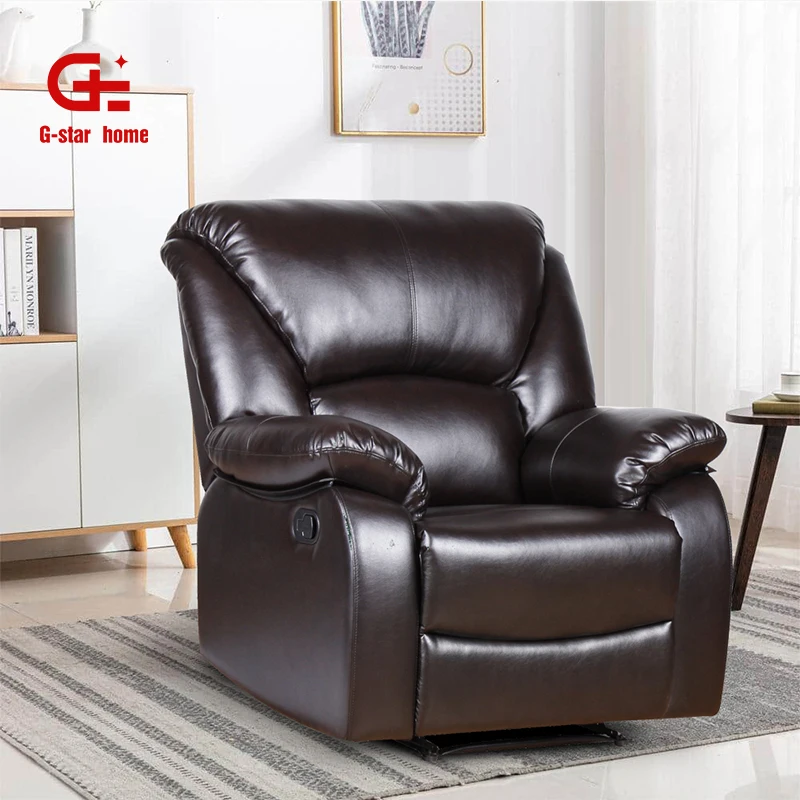 Modern Style Single Seat Recliner Sofa Chair Furniture Black PU Leather Manual Couch Living Room Sofa Set Furniture