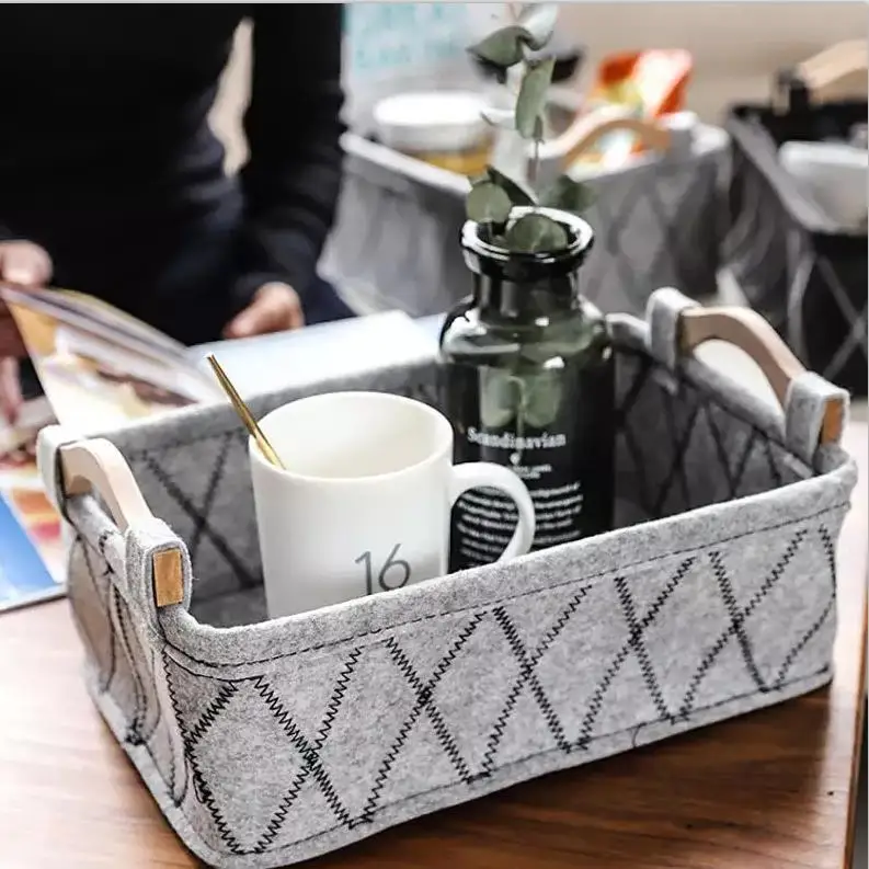 New Customized Fashion Collapsible felt storage box different size organizer sundries storage collection box