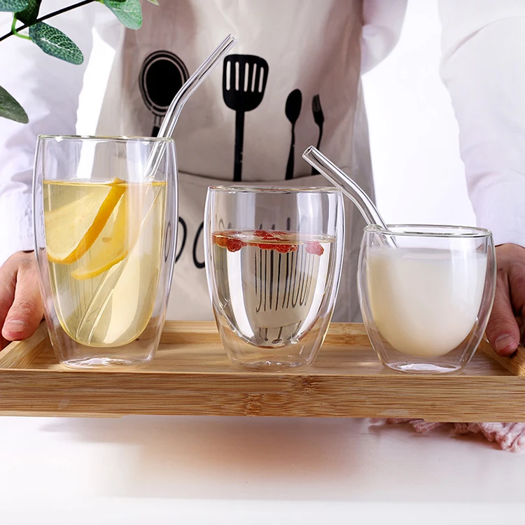 Customize  High Borosilicate Glass Double Wall Coffee Mug For Office