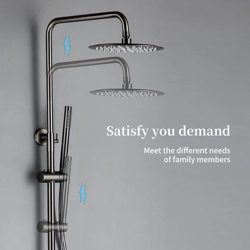 Brass Bath Contemporary Matte Black Round Copper Brushed Metal Exposed Polished European Bathroom Shower Set Faucet Mixer Tap