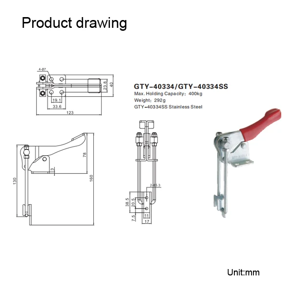 Stainless Steel Toggle Clamp  Quick  Adjust Latch Type 40334SS Pull Action Toggle Clamp
