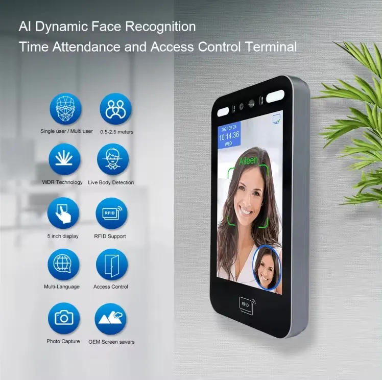 Cloud and smart Phone APP Face RFID Card QR Code Access Control Machine with Video door phone intercom function