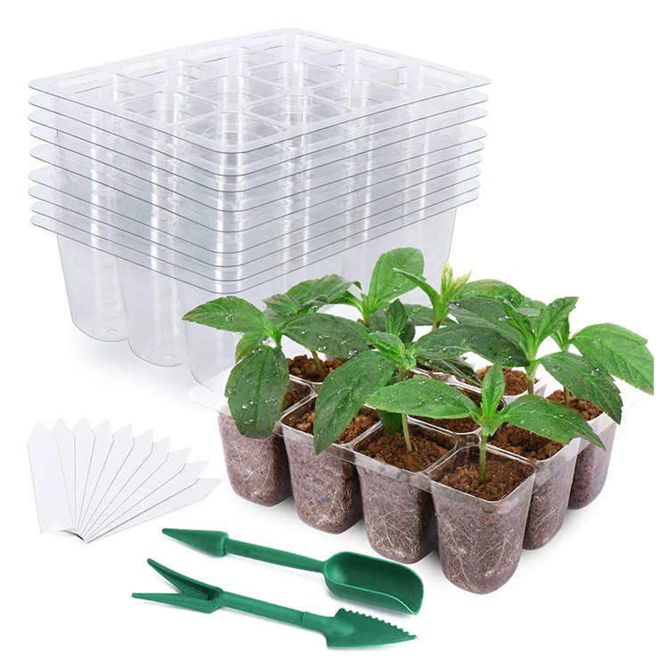 Hot Sale Seed Starter Tray 12 Cells germinating micro greens rice germination tray with domes