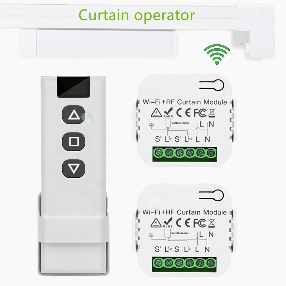 WIFI controller Smart Curtain Robot Track Tuya Smart Wifi Curtain Motor Rail Smart Curtain operator factory outlet HFY