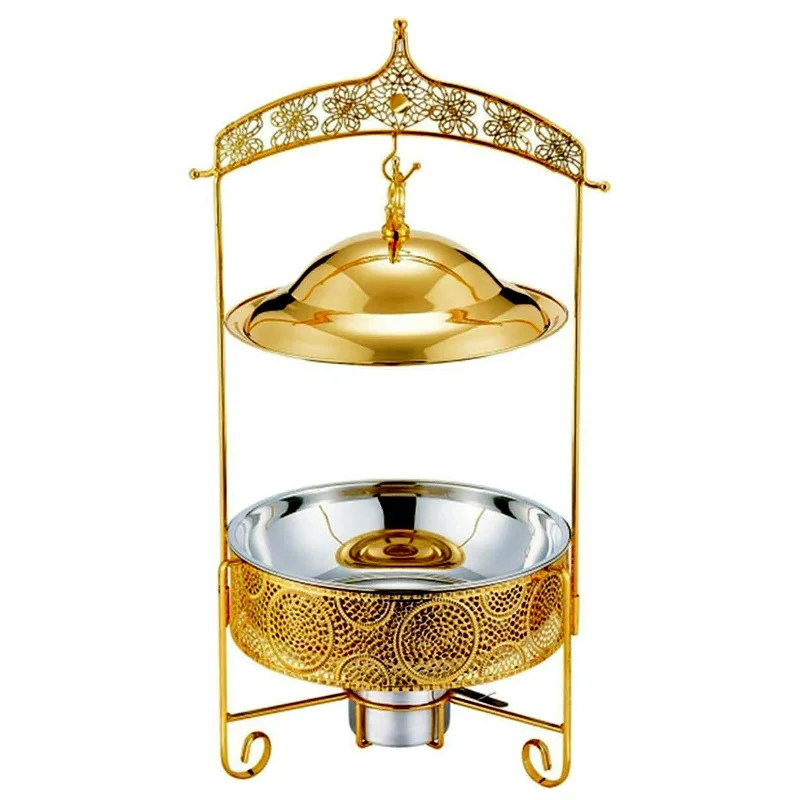 FTS chafing dish set warmer with lid hanging deluxe glass lid chafing dish golden round 6l chafing dish