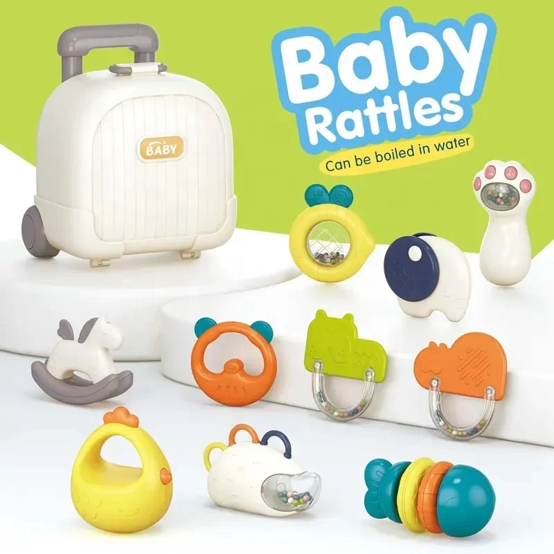 Hot Sell Newborn Baby Chew Toy 10PCS Baby Rattles Toys Set Grab Shaker Hand Bells Musical Rattles for Babies