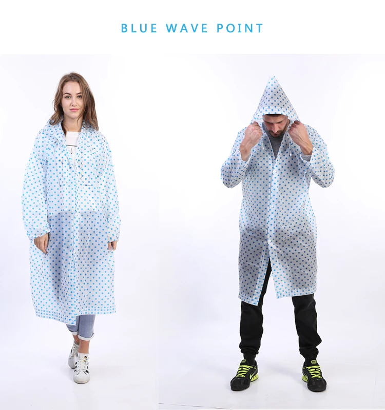 100% Waterproof windproof  adult EVA printed raincoat for rainy days