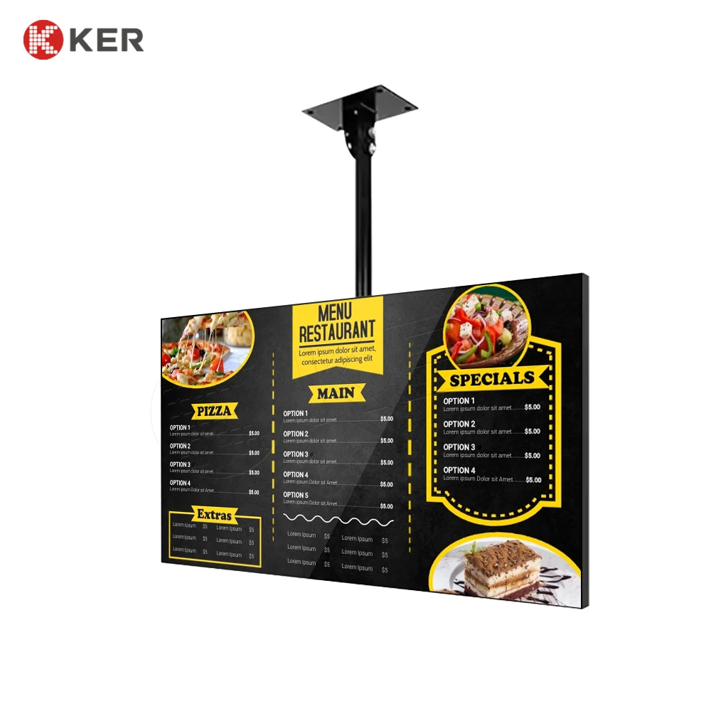 43 Inch Fast Food Restaurant Lcd Digital Menu Board Signage Wall Mount Display With Multi Media Player