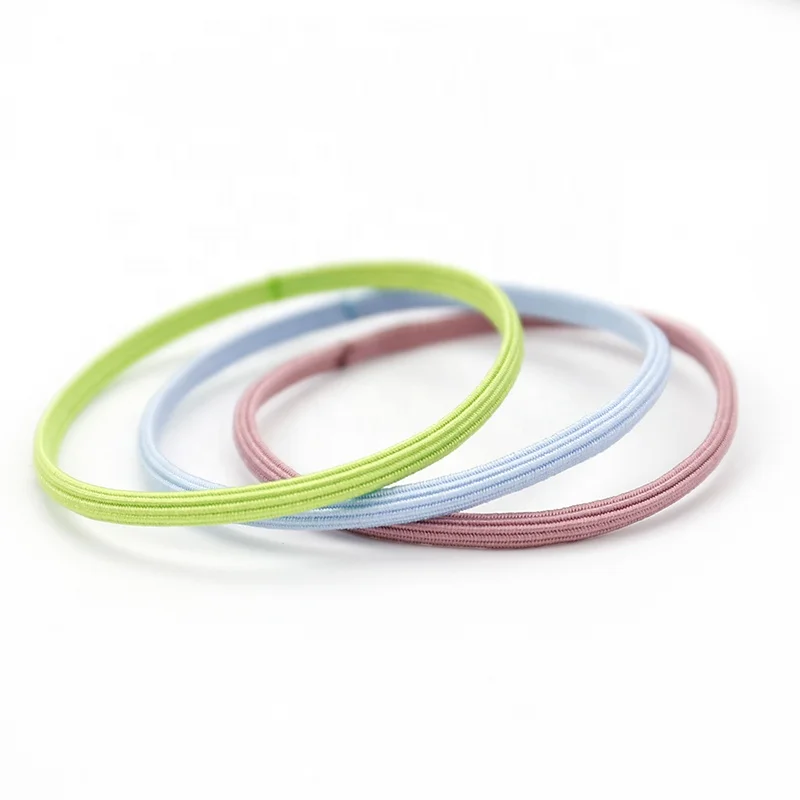 2021Kknekki Korean Ins Lovely Stripe Colorful Elastic Flat Design Thin Hair Ties Hair Band Hair Accessories For Kids