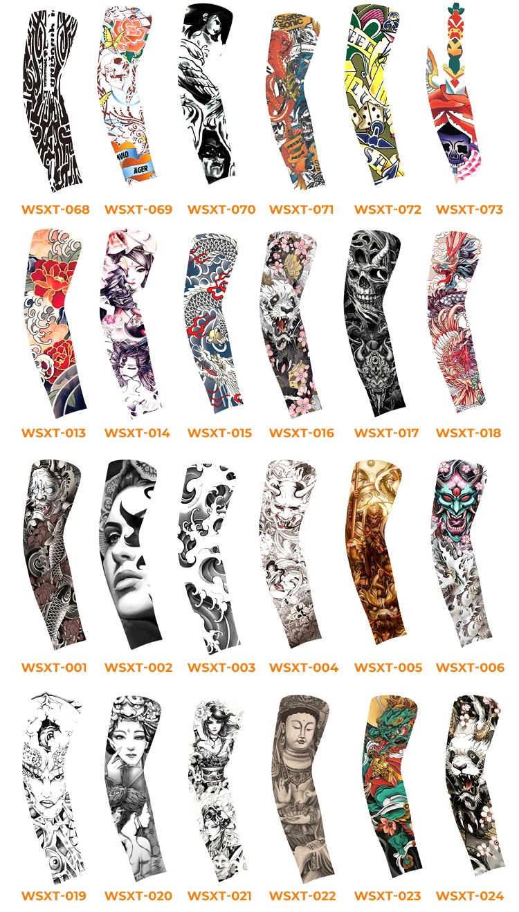 Wholesale Personalized Nylon Sunscreen Anti UV Fashion High Elastic Large Size Breathable Ice  Sleeves Tatoo Arm Sleeve