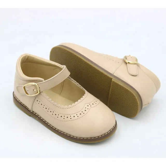 Fashion Buckle Strap Hard Sole Genuine Leather School Children Dress Shoes