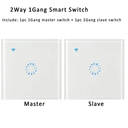 220V EU UK 1 Gang Remote Double Wall Light Switches Phone APP Touch Panel Tuya ewelink Dual Control 2 Way WiFi Smart Switch