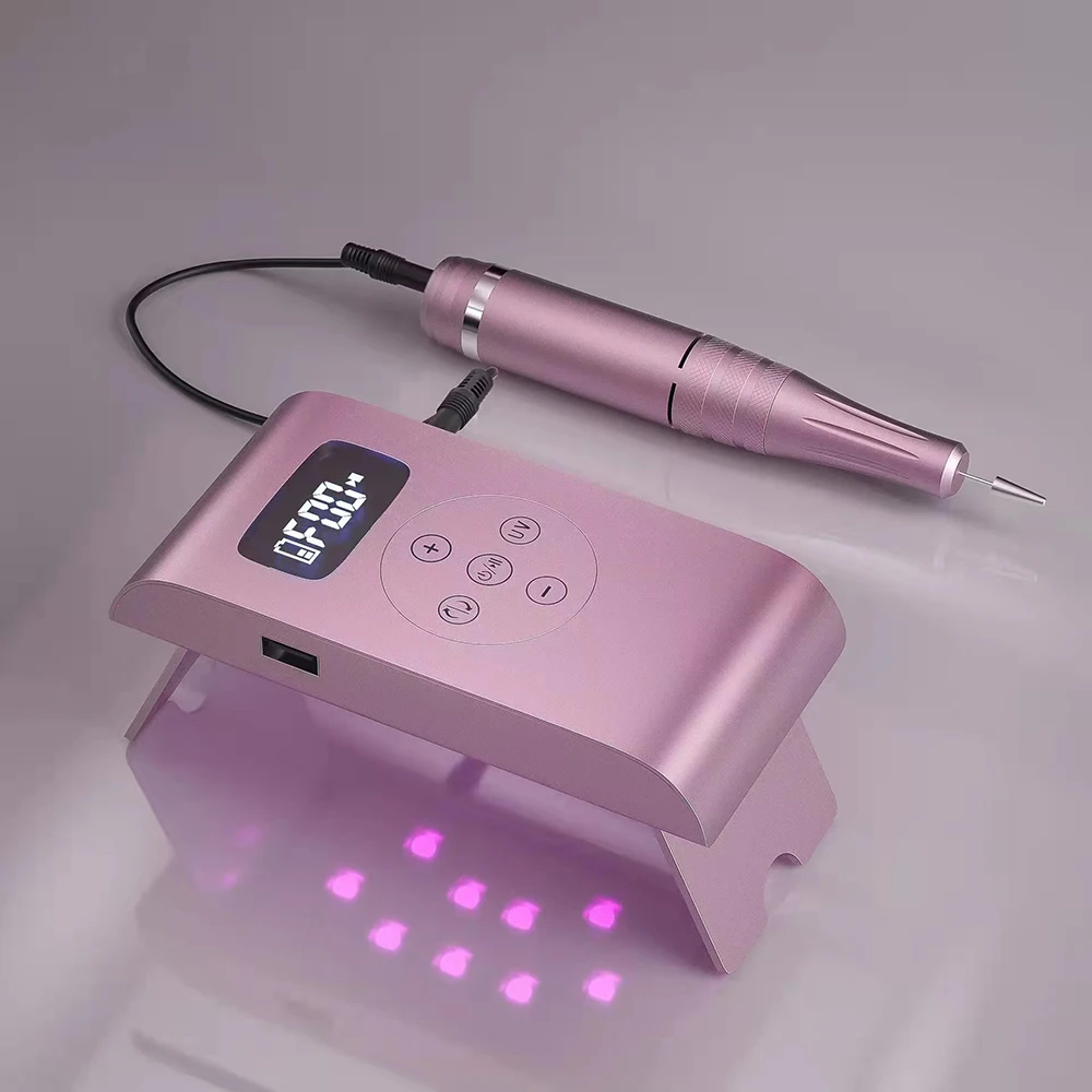2 in 1 electric rechargeable manicure pedicure nail drill machine with red light UV LED Lamp