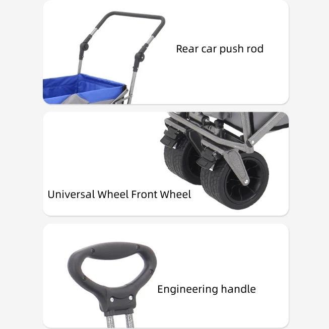 Collapsible Wagon with Wheels Foldable Wagon Carts with 80kgs Load Capacity for Groceries Sports Camping Garden Fishing