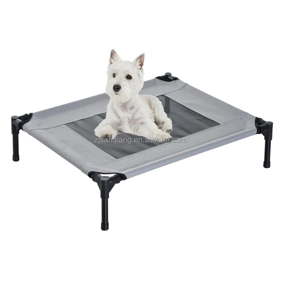 Luxury Fluffy Elevated Pet Bed Solid Print Organic Cooling Coffin with Foldable Polyester Targeted for Dogs