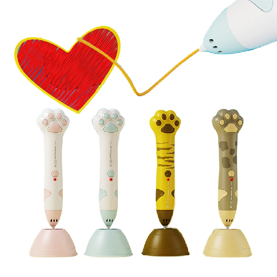 DIY Intelligent Metal Motor Kids 3d Pen Printing Drawing Pens Kids ABS Filament Christmas Birthday Gift Toy 3D Pen for Kids