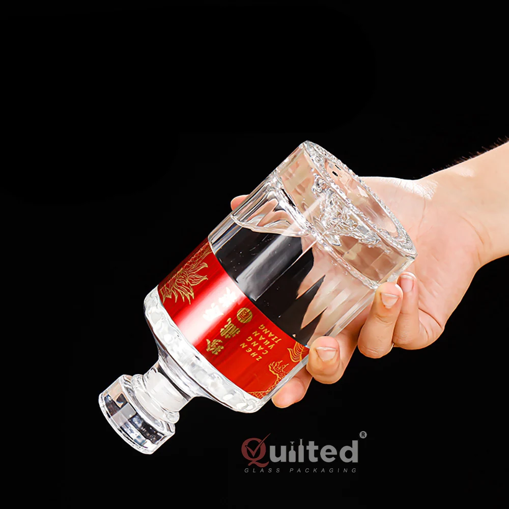 Custom ice mountain base 100ml 250ml 500ml empty liquor spirits glass bottle for vodka gin whiskey