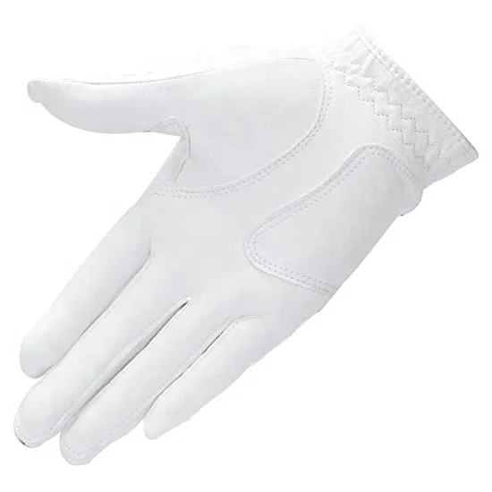 White Premium Genuine Leather Golf Gloves Manufacturers Custom Logo Cabretta Leather Golf Gloves