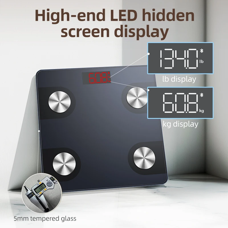 Modern Body Fat Scale with LED Display for Clear, Accurate Health Readings