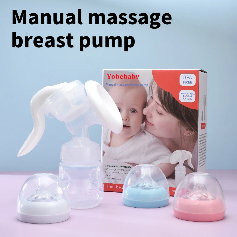 Adjustable Manual Breast Pump Food Grade Hand Pump for Breastfeeding With 120ML Baby Feeding Bottle
