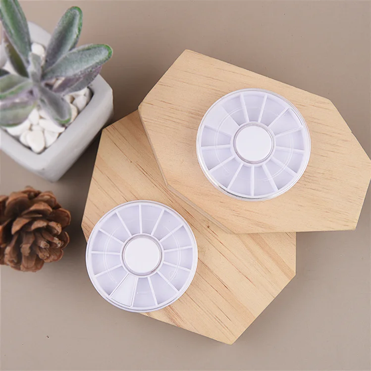 12 Grids Round Plastic Rotating Box For Nail Art Rhinestones Bead Jewellery Dried Flower Storage Box Nail Container Tools