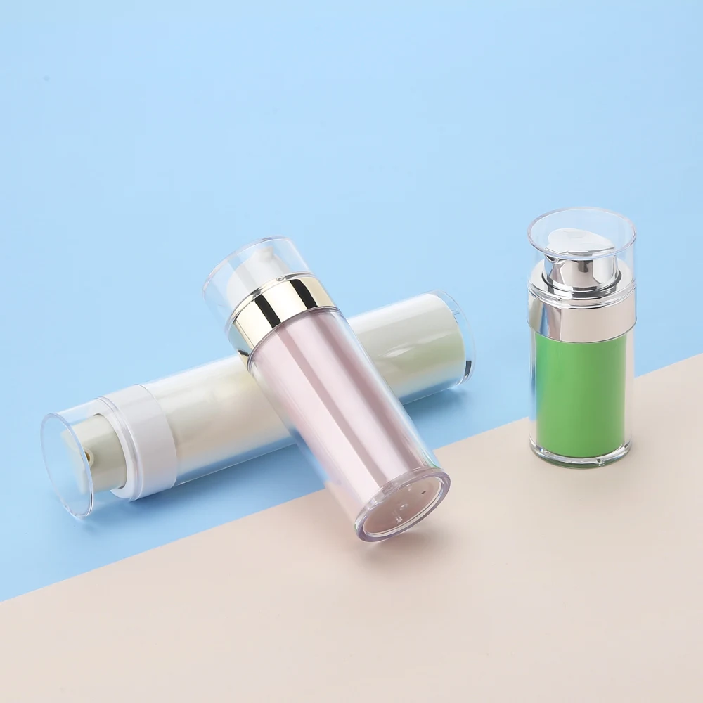 Wholesale 30ml 50 ml 80ml Double Wall Airless Lotion Pump Bottle Clear ABS AS Cosmetic Airless Container Manufactory