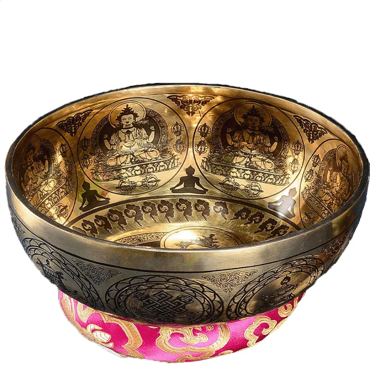 Nepalese Handmade Carved Song Yoga Bowl Music Bowl Meditation Copper Singing Bowl Tibetan Pendant