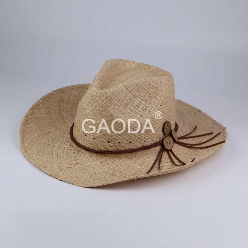 Custom printed cowboy raffia straw hat hats for men