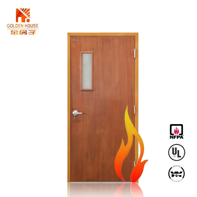 China manufacturer Teak solid wood wh certified approve 45 60 minute wooden fire rated doors with glass