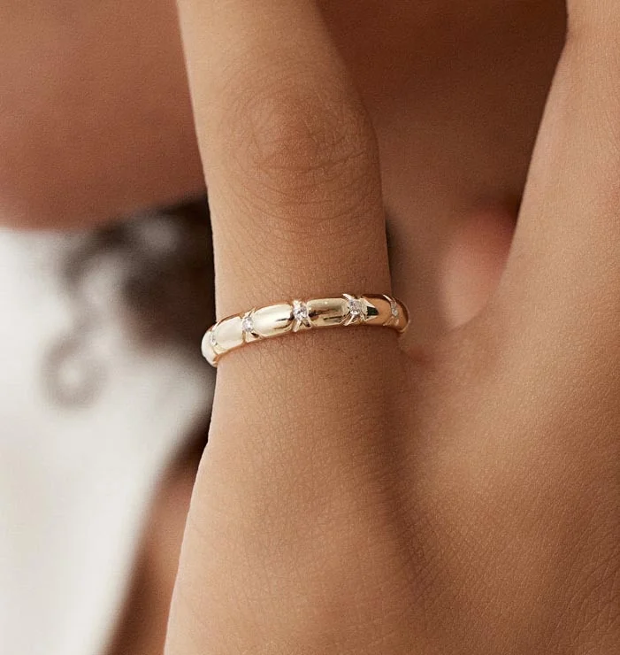 Milskye 2024 modern fashion newest fine jewelry 18k gold plated 925 silver unique X cut design diamond wedding rings