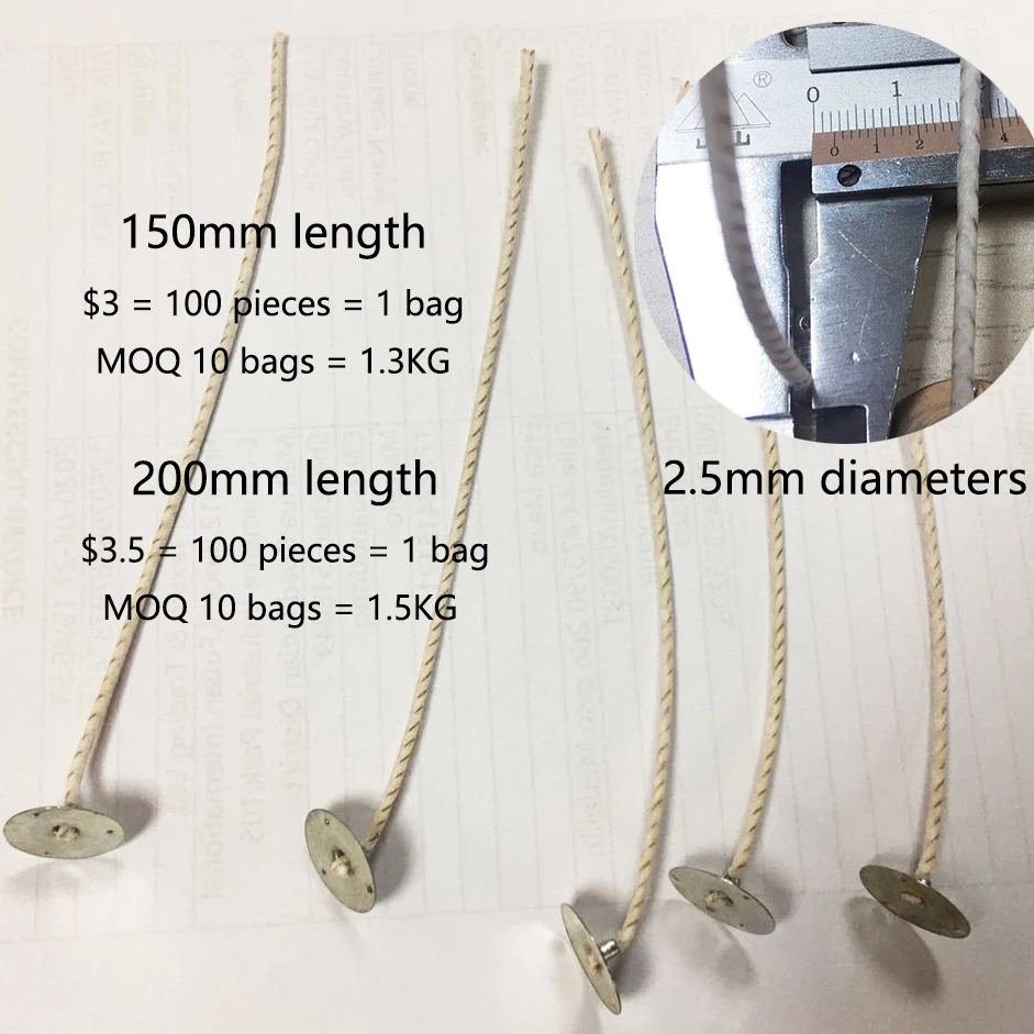 Smokeless 3 wick soy candles multiple size candle wick wood 2.6cm 6cm 9cm 15cm 20cm wooden wick for candle making