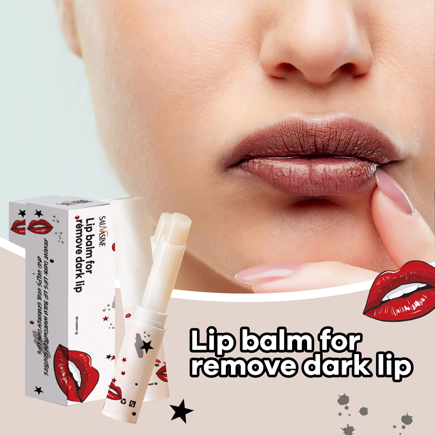 Wholesale 2 in 1 Lip balm Private Label Natural Organic Moisturizing Dark Lip Care Lightening Bleaching Lip Balm Cream