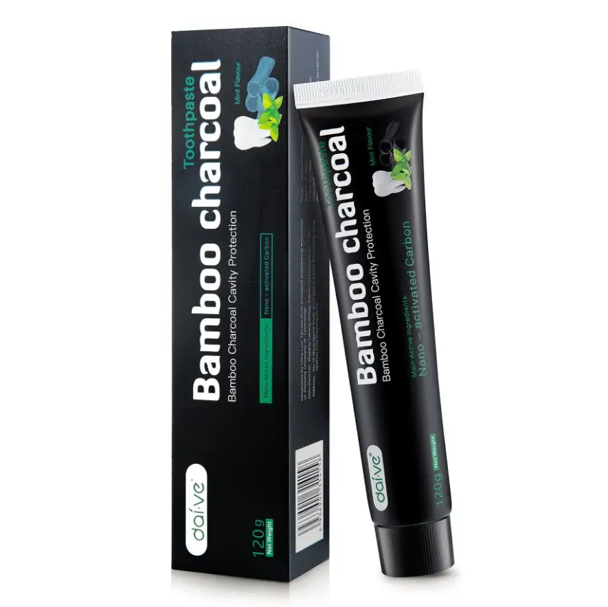 Manufacturer OEM custom logo natural teeth whitening black activated bamboo charcoal toothpaste