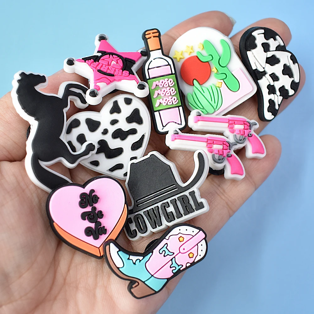 2024 New Design western Shoe Charm for clog Cowboy Shoe charm for shoe decoration Cowgirl boots clog charm wholesale gun boots