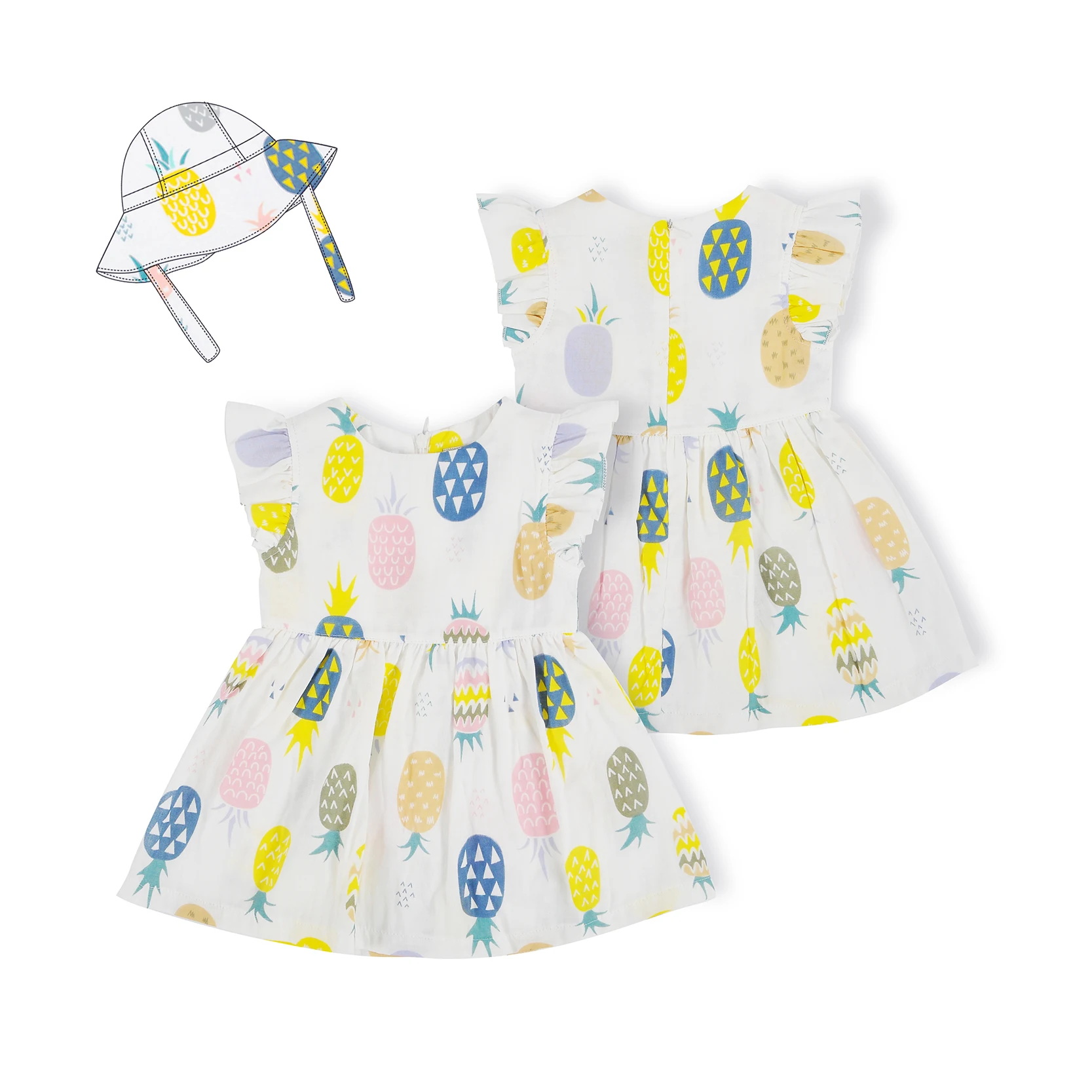 Summer Kids Tales Girls Clothes Girl`s Clothing Sets Floral Printed Casual Baby Clothes Sleeveless Flower Girl Dress