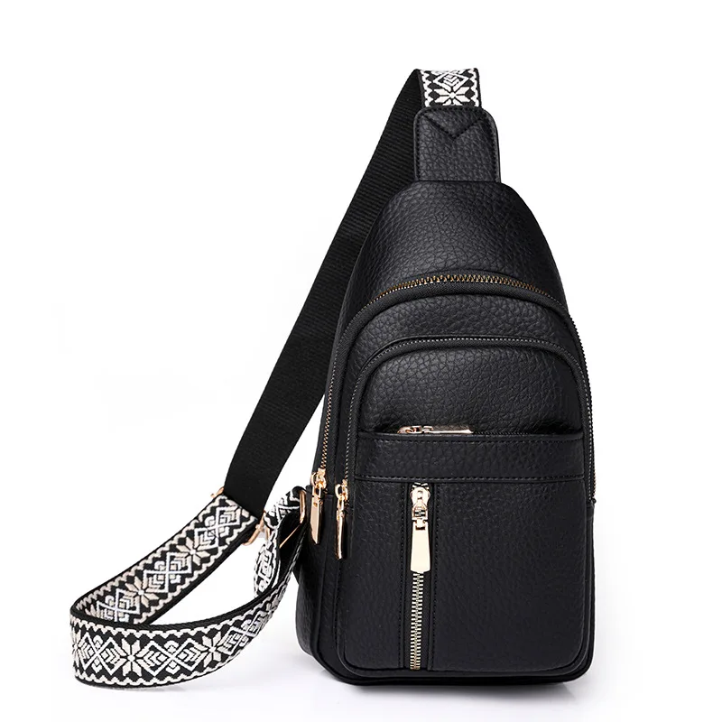 new arrive Fashion Vegan Crossbody Purse Travel Sling Bag PU Leather Chest Bag with Adjustable Guitar Strap for Women
